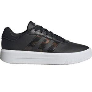 Adidas Women Court Platform Skateboarding Gym Shoe Black White Casual Streetwear